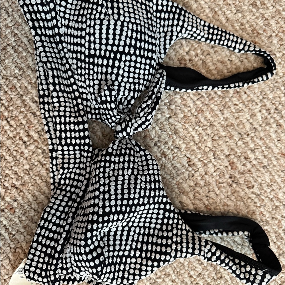 Aerie Black and White Polka Dot Swim Top